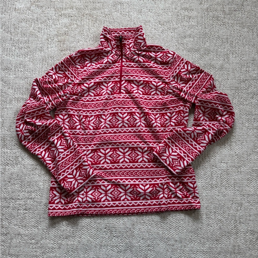 Lands End Nordic Snowflake Quarter Zip Sweater